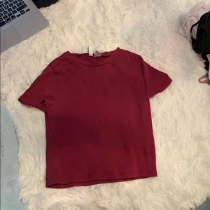 Burgundy crop top size medium fits small